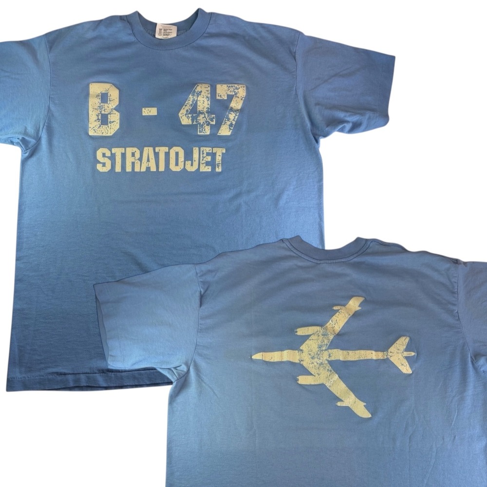Vintage Xpres Knits Mens XL Blue B-47 Stratojet Graphic T Shirt Made in USA